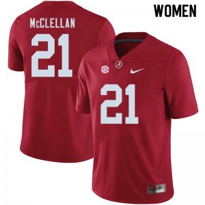 NCAA Women's Alabama Crimson Tide #21 Jase McClellan Stitched College 2020 Nike Authentic Crimson Football Jersey VU17Z31KD